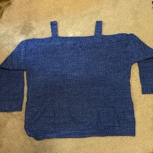 Chic Off-the-Shoulder Blue Sweater